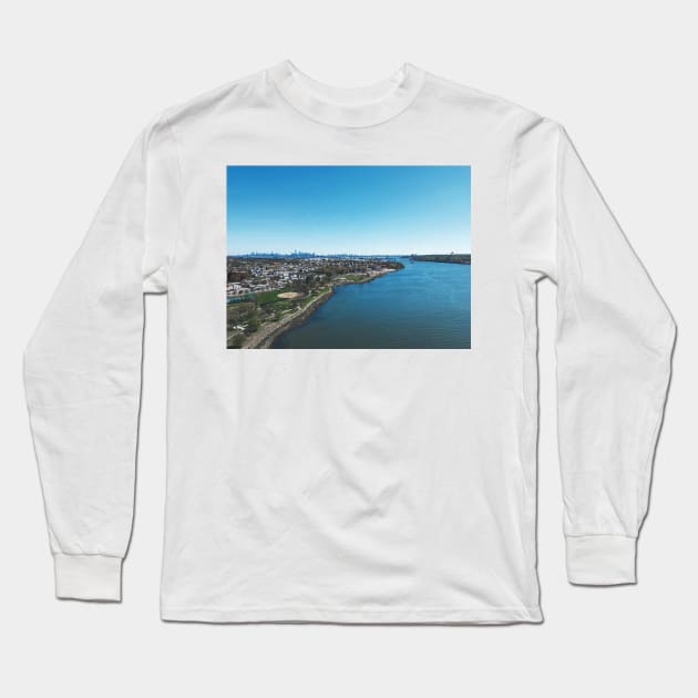 Views from Bayonne Bridge, I Long Sleeve T-Shirt by Tess Salazar Espinoza